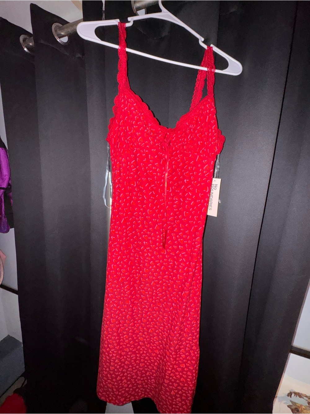 No Boundaries Red Lace-Trim Slip Dress